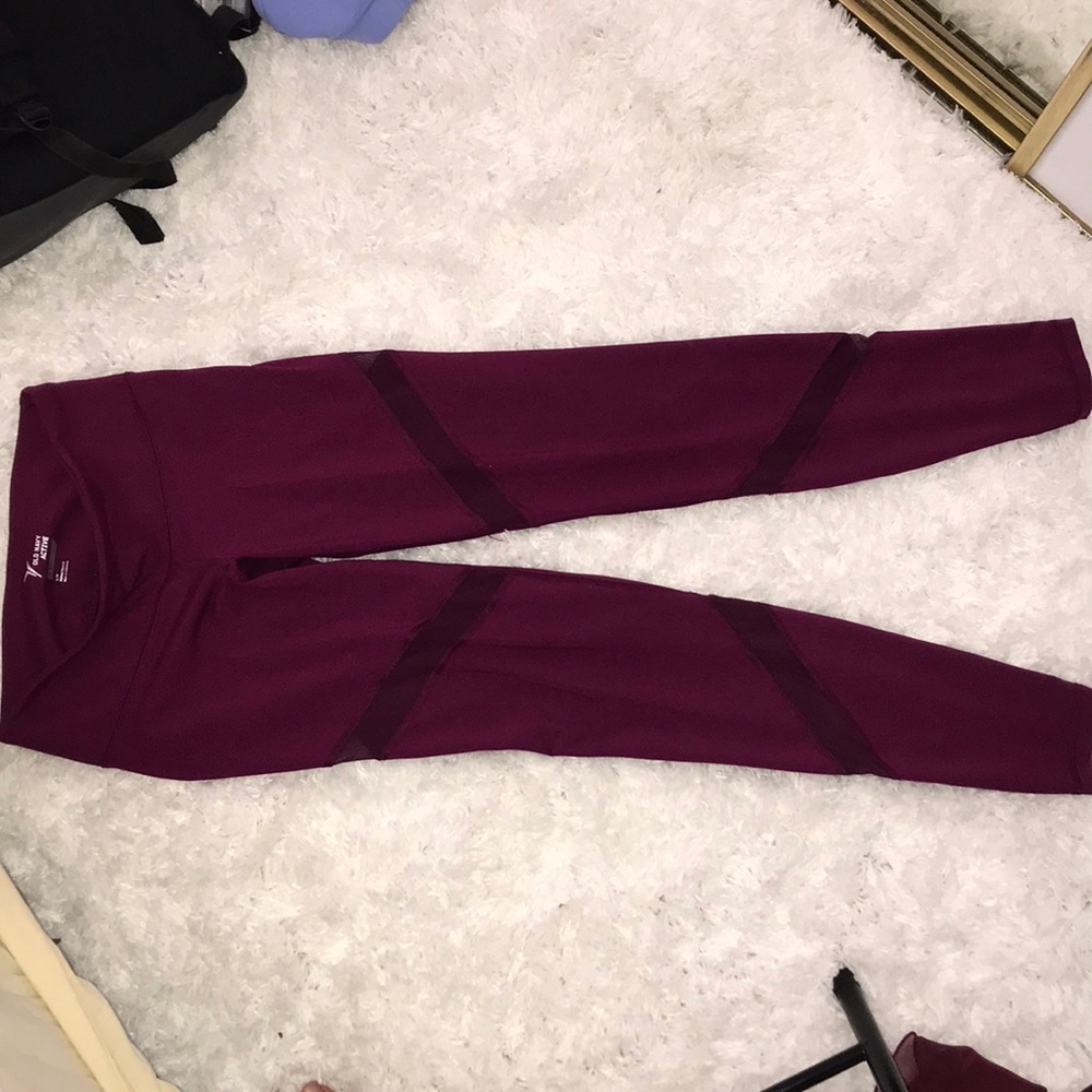 Old Navy bright burgundy leggings.